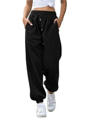 Fleece Lined High Waisted Joggers with Pockets Lounge Workout Baggy Sweatpants